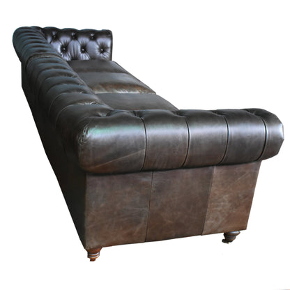 Century Chesterfield Sofa - Dark Brown Leather - 118"