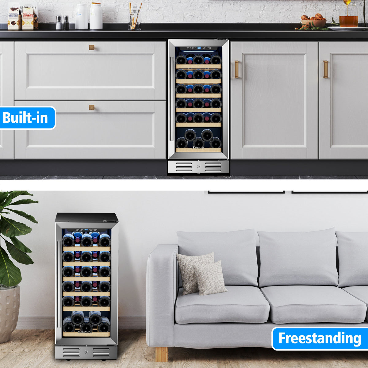 Kalamera 12'' Built-in 18 Bottle Wine refrigerator