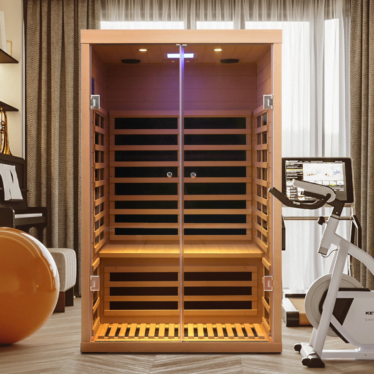 Hemlock Infrared Double Sauna Room with Glass Doors - 2 Person Indoor Luxury