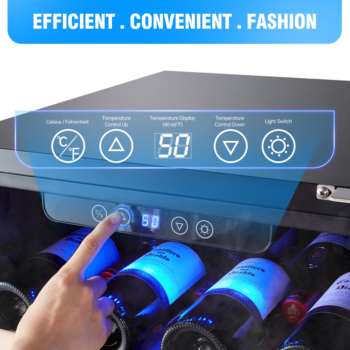 Kalamera 50 Bottle Compressor Wine Refrigerator Single Zone with Touch Control