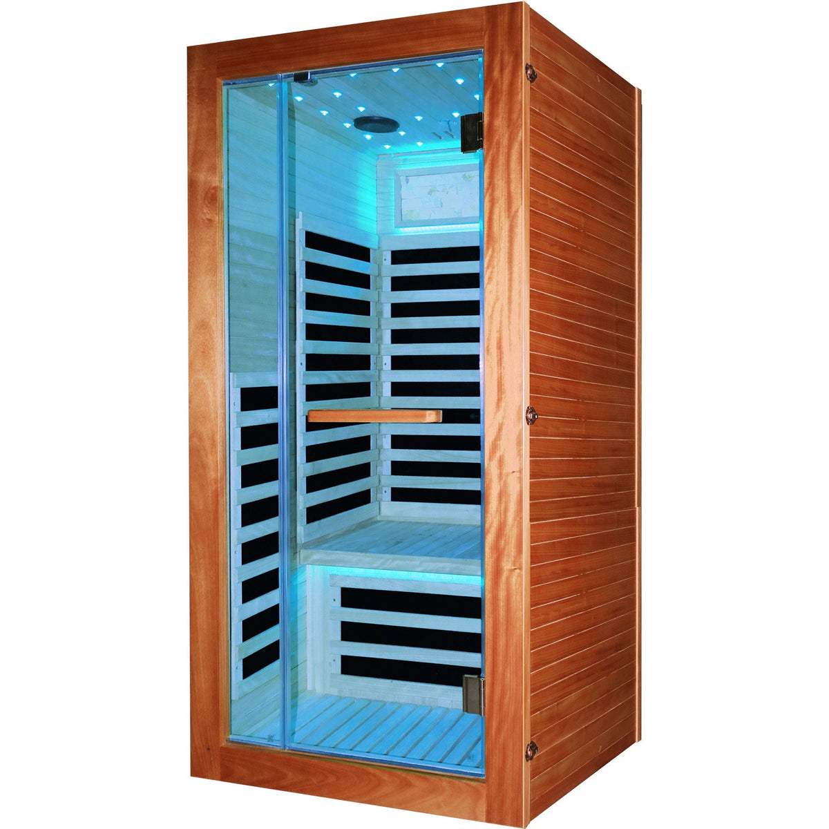 American White Oak Single Person Sauna Room with LED Lighting