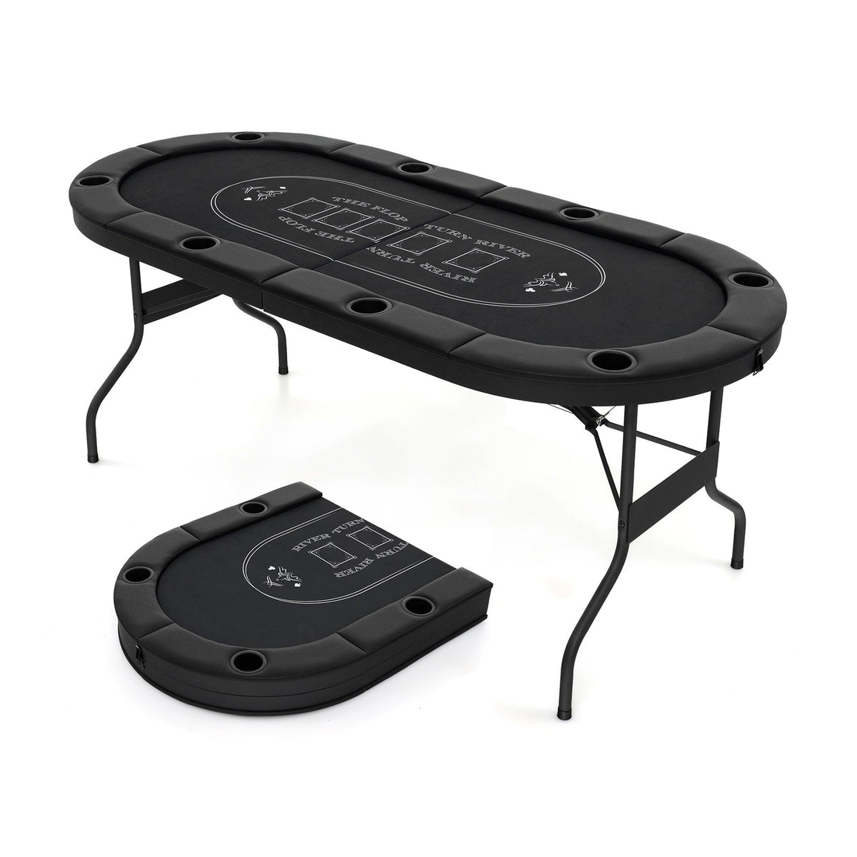 72 Inch Foldable Poker Table for 8 Players Portable Oval Card Board Game Table