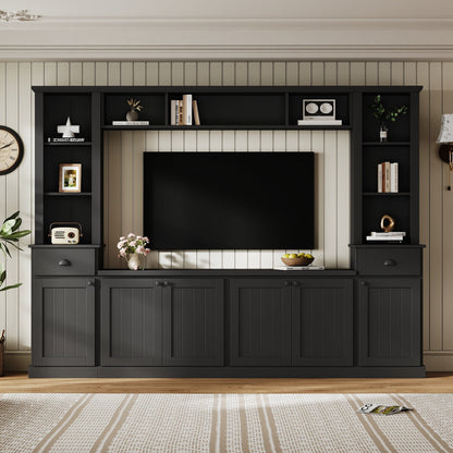 Minimalist Entertainment Wall Unit Set with Bridge