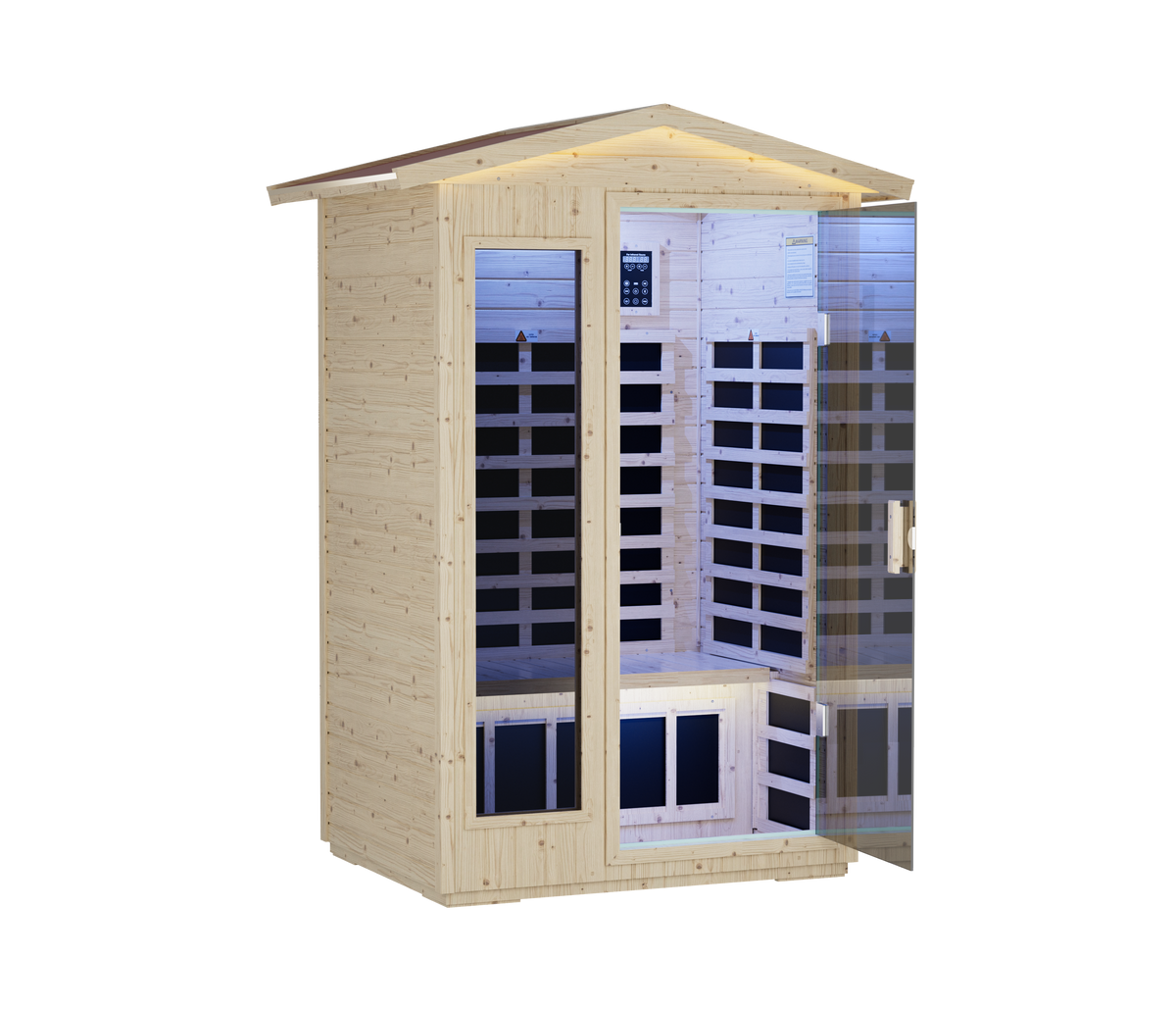 Far Infrared Sauna Room with Digital Controls - Wood and Glass