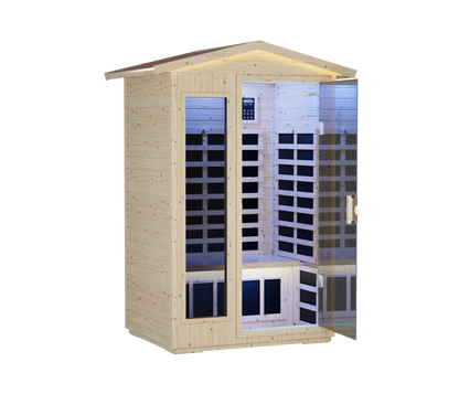 Far Infrared Sauna Room with Digital Controls - Wood and Glass