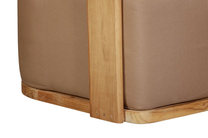 Eclipse Outdoor Solid Teak Wood Revolving Chair - Light Brown Fabric