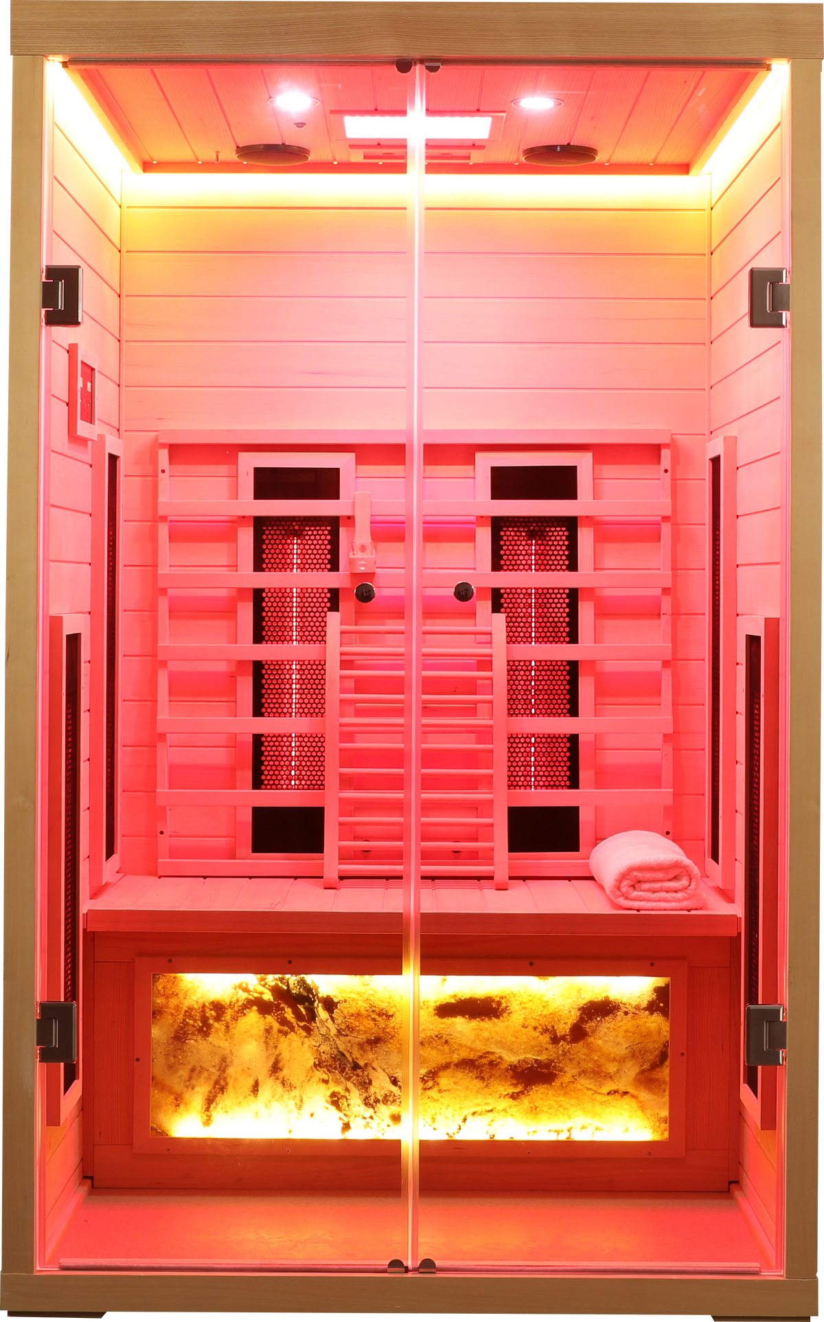 Two Person Hemlock Wood Far-Infrared Sauna Room with Digital Control Panel