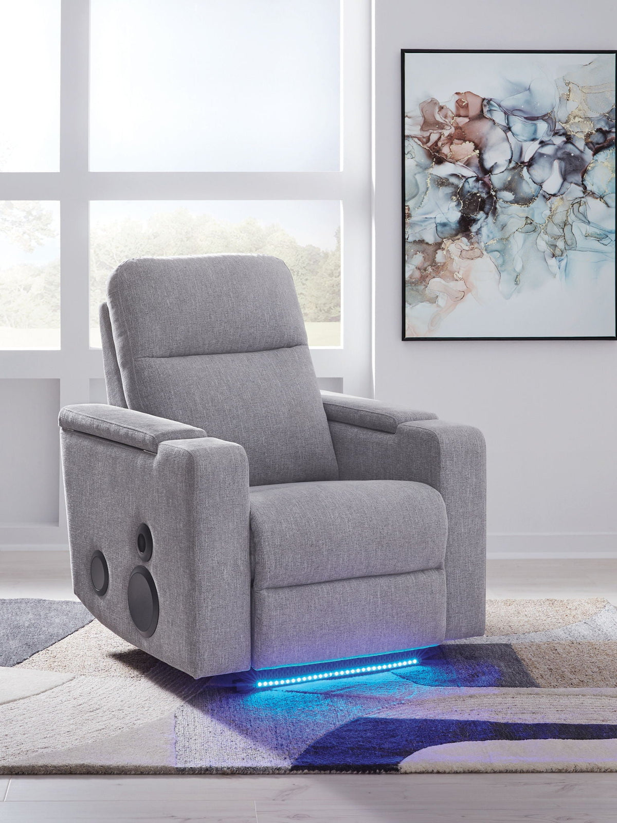 Pineland - Glider Power Recliner With Audio System - Pewter