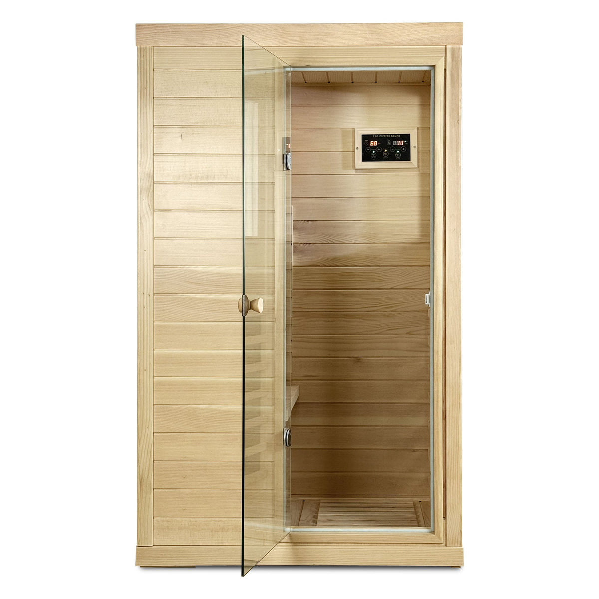 Canadian Hemlock Wood One Person Far Infrared Sauna with Bluetooth Audio - Natural