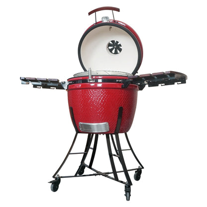 Kalamera 24” Ultimate Outdoor Ceramic Grill Kamado with Cart and Side-wings