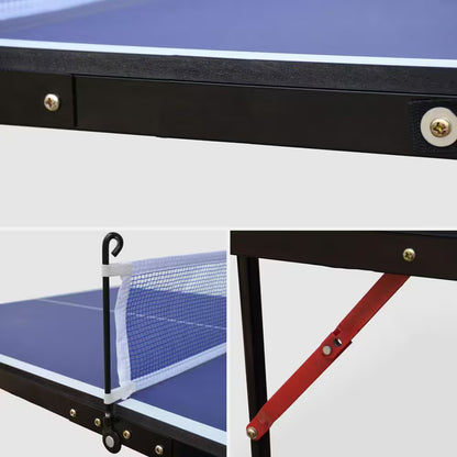 Table Tennis Table Midsize Foldable Portable Ping Pong Table Set with Net and 2 Ping Pong Paddles