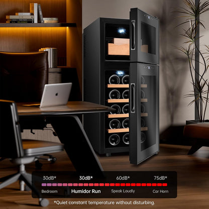 59L Electric Cigar Humidor Cabinet,400 Counts Cigar Humidor Cabinet with Humidifiers and Hygrometers, Cooling Temperature Control, Cooling Cabinet with 5 Cedar Wood Shelves for Cigar Lovers