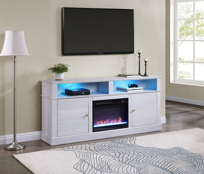Terra - TV Stand Console With Fireplace - White Walnut