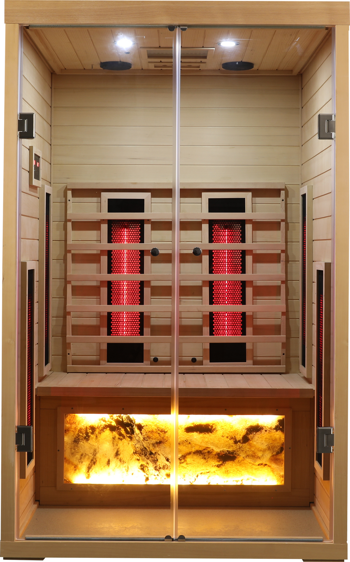 Two Person Hemlock Wood Far-Infrared Sauna Room with Far-Infrared Heating Panels - Natural