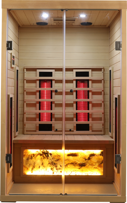 Two Person Hemlock Wood Far-Infrared Sauna Room with Far-Infrared Heating Panels - Natural