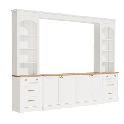 Farmhouse Arched Entertainment Center Wall Unit