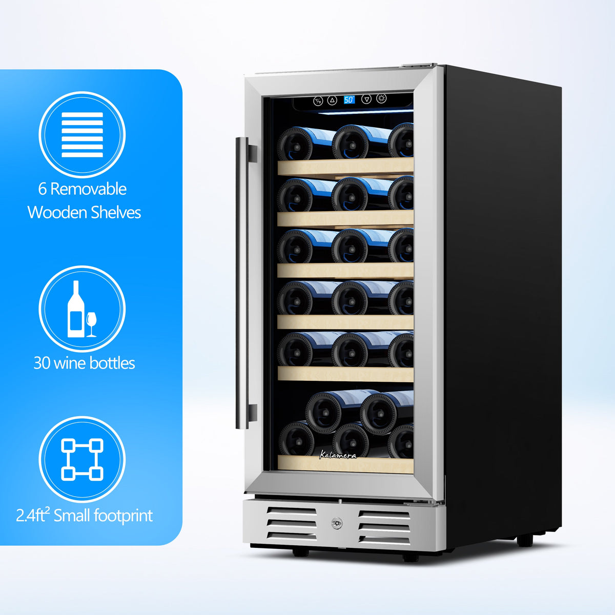 Kalamera 12'' Built-in 18 Bottle Wine refrigerator
