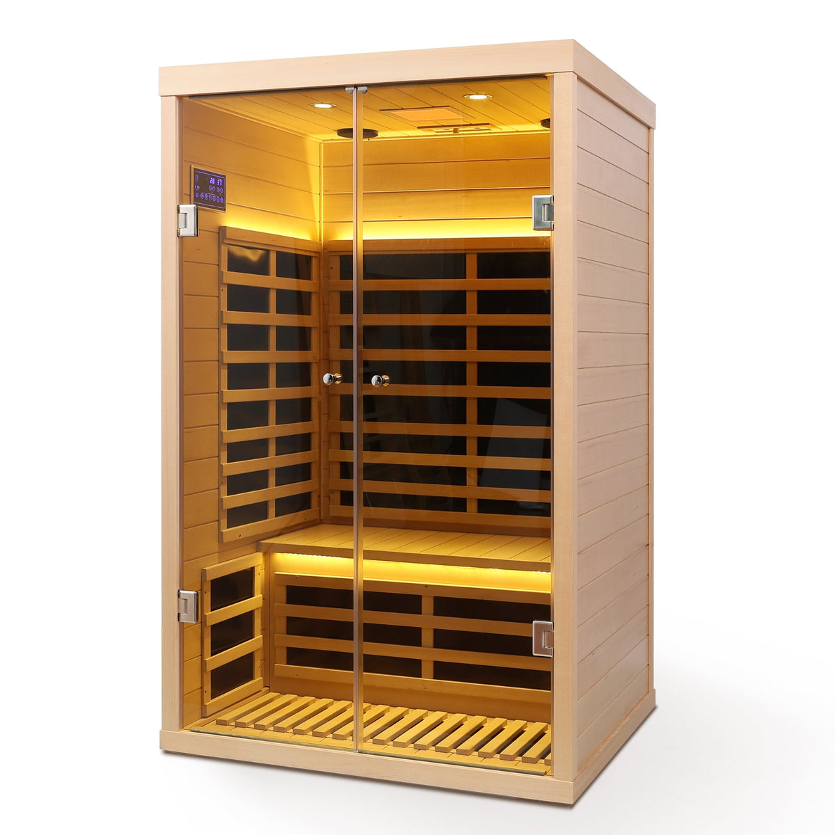 Hemlock Infrared Double Sauna Room with Glass Doors - 2 Person Indoor Luxury