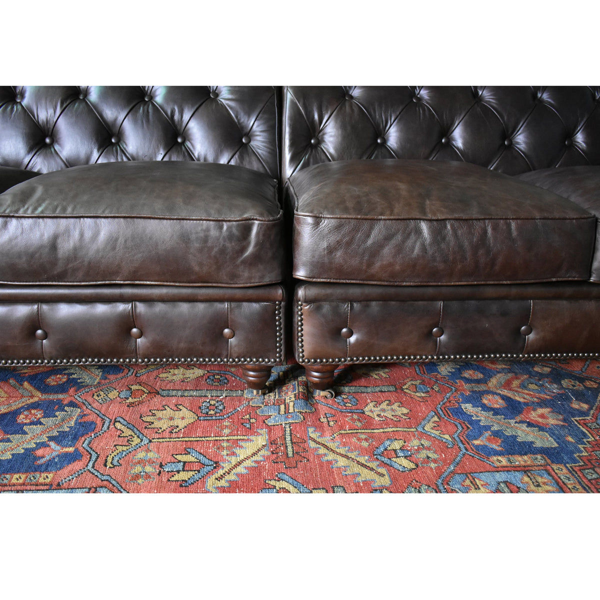 Century Chesterfield Sofa - Dark Brown Leather - 118"