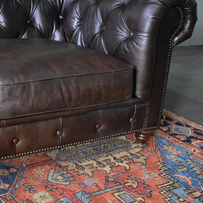 Century Chesterfield Sofa - Dark Brown Leather - 118"
