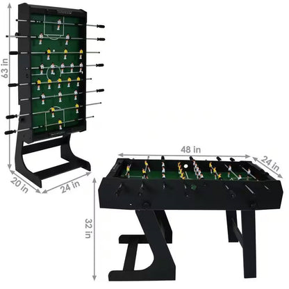 Black Foldable Space Saving 48-in. Foosball Table w/ Score Counters and 2 Balls