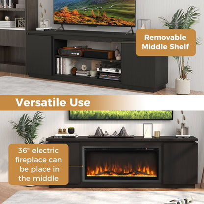 Fireplace TV Stand for TVs up to 80 Inch with 3 Adjustable Shelves