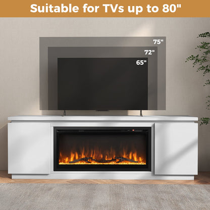 Fireplace TV Stand for TVs up to 80 Inch with 3 Adjustable Shelves