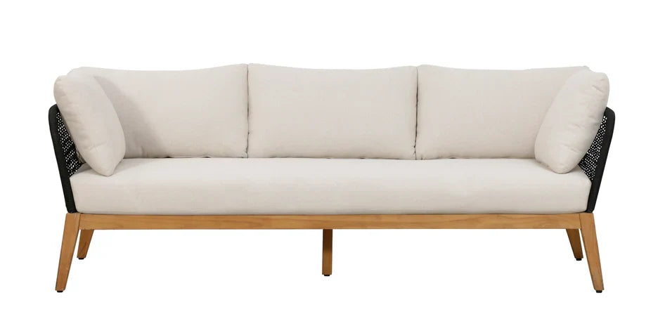 Cypress Teak Wood Sofa Set with Black Rope Design – Modern Outdoor Lounge