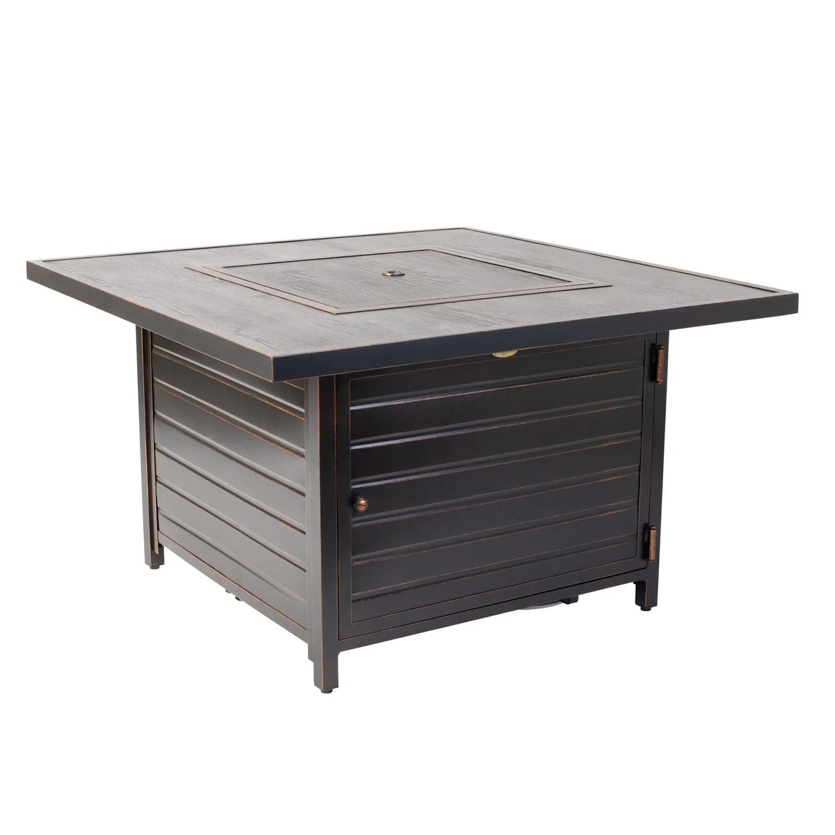 Langhorne 40" Square Woodgrain Aluminum Convertible Gas Fire Pit Table