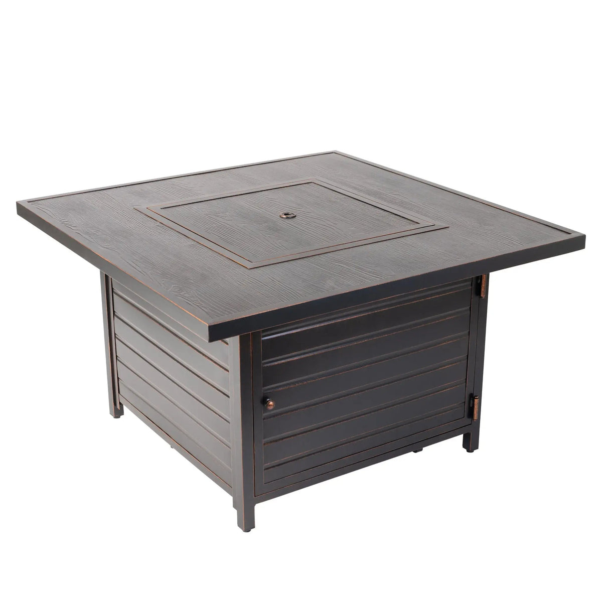 Langhorne 40" Square Woodgrain Aluminum Convertible Gas Fire Pit Table