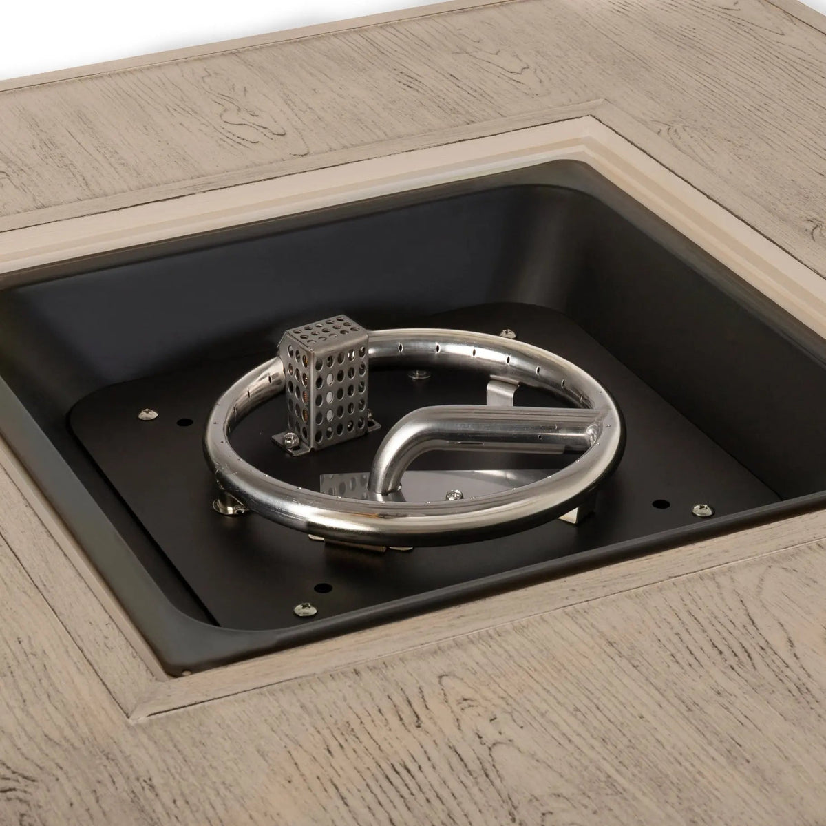 Langhorne 40" Square Woodgrain Aluminum Convertible Gas Fire Pit Table in Barnwood