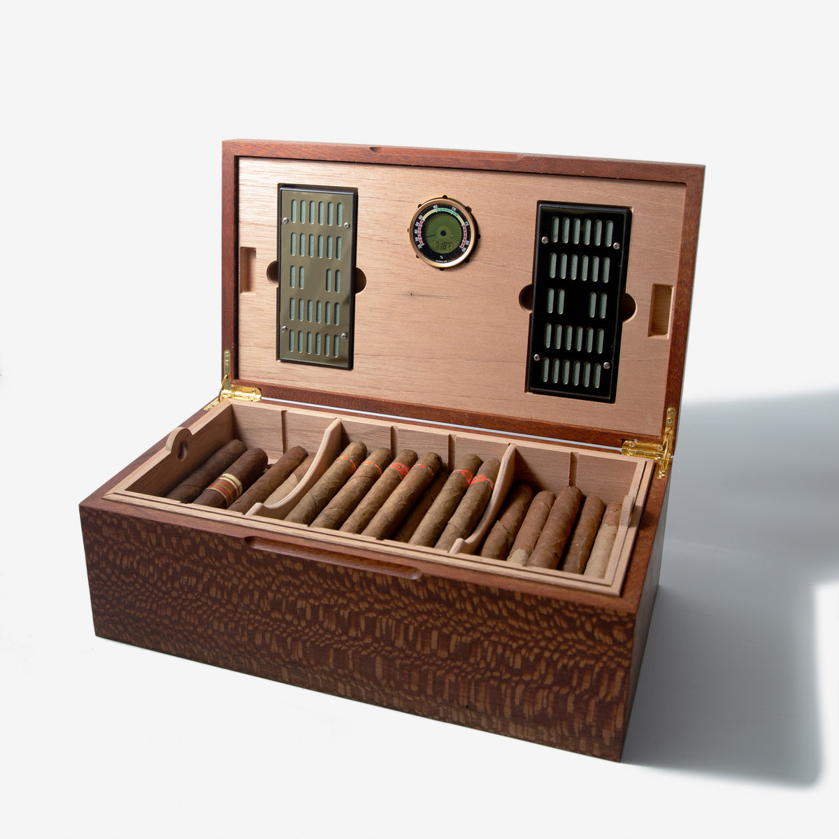 Lacewood Cigar Humidor - Spanish Cedar Lined - 80 Count - Personalized Brass Engraving