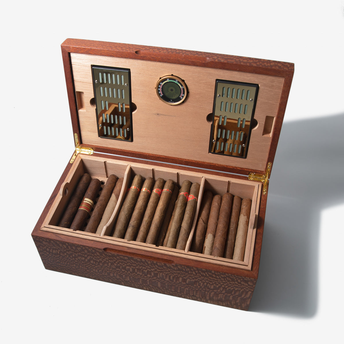 Lacewood Cigar Humidor - Spanish Cedar Lined - 80 Count - Personalized Brass Engraving