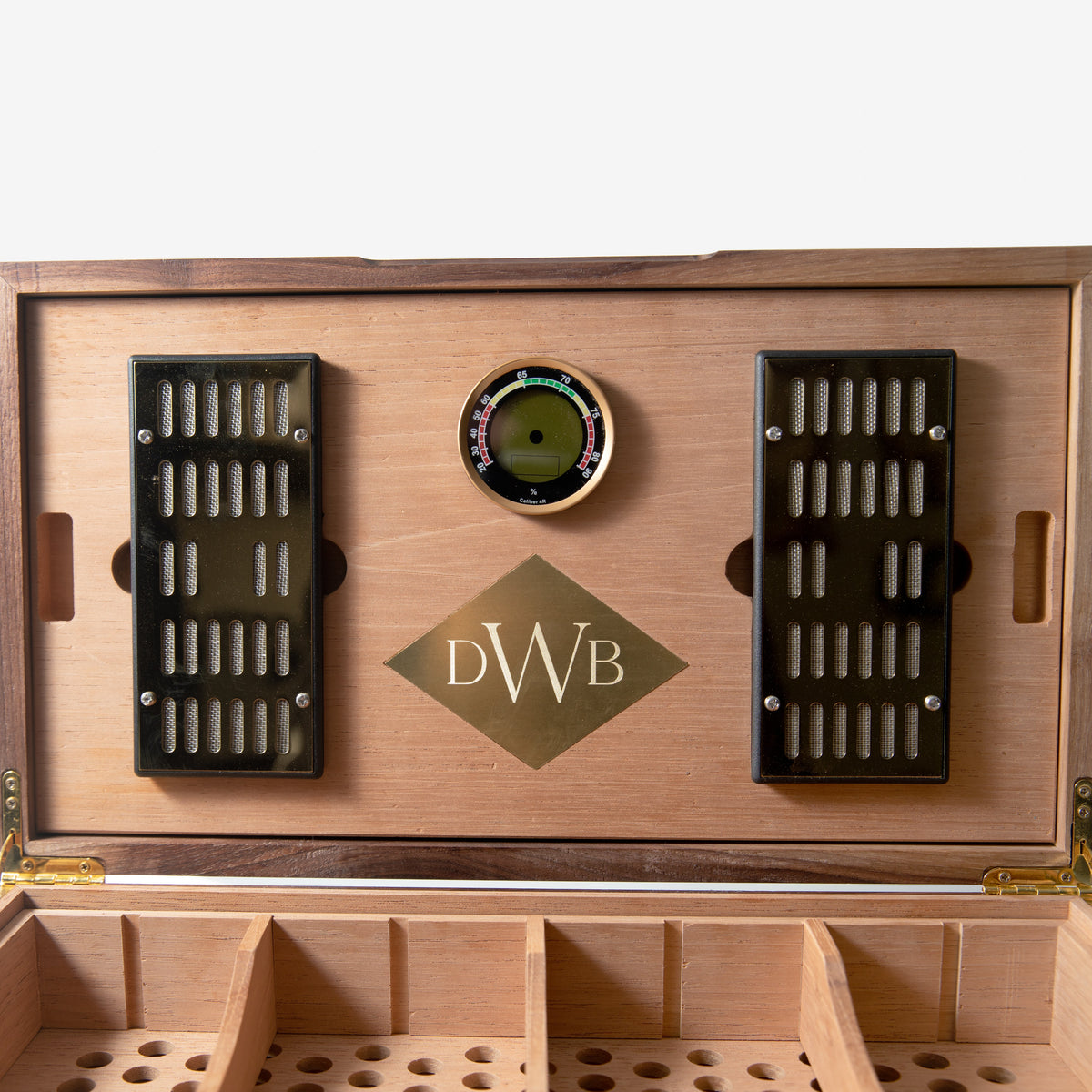 Black Walnut Cigar Humidor - Spanish Cedar Lined - 80 Count - Personalized Brass Engraving