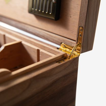 Black Walnut Cigar Humidor - Spanish Cedar Lined - 80 Count - Personalized Brass Engraving