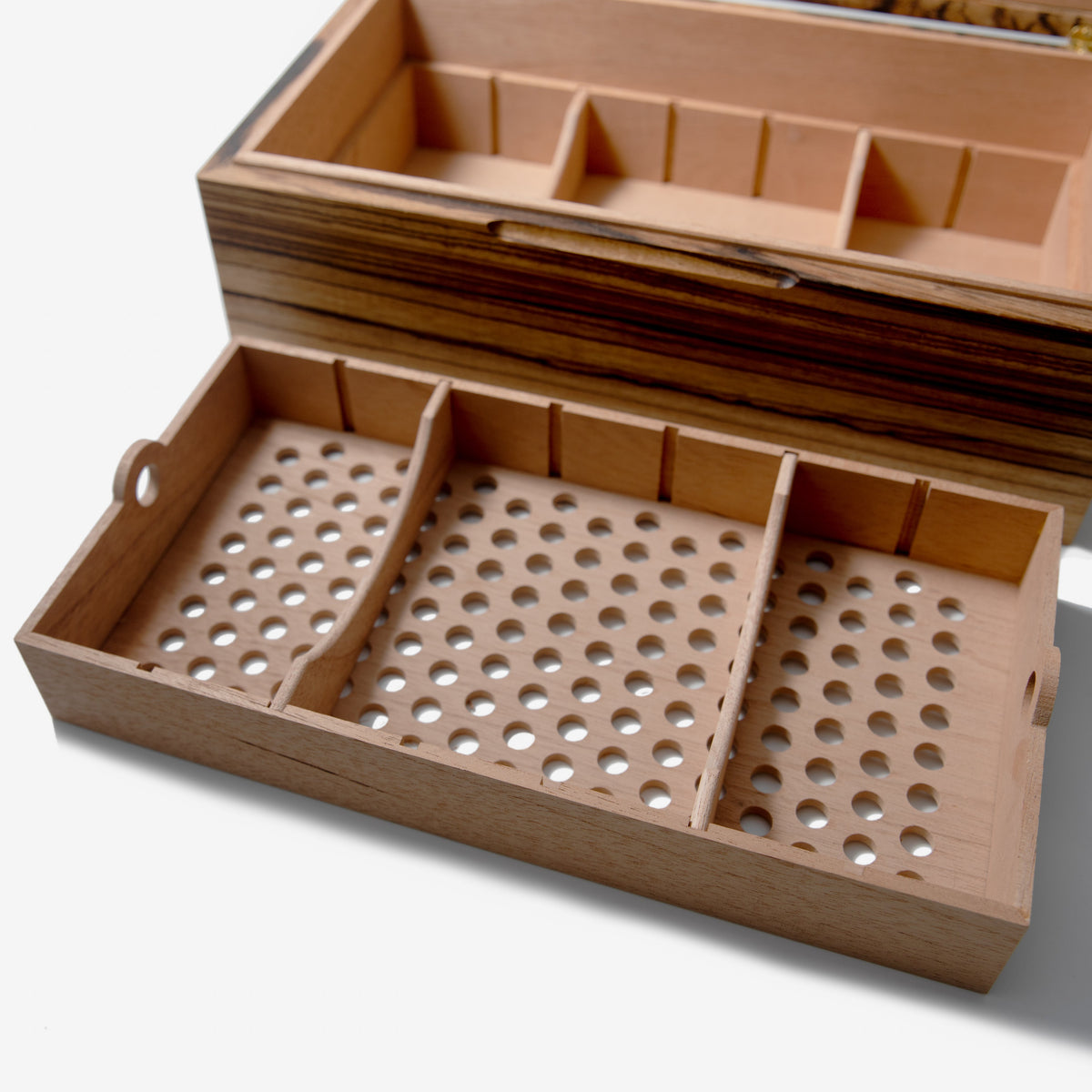 Zebrawood Cigar Humidor - Spanish Cedar Lined - 80 Count - Personalized Brass Engraving