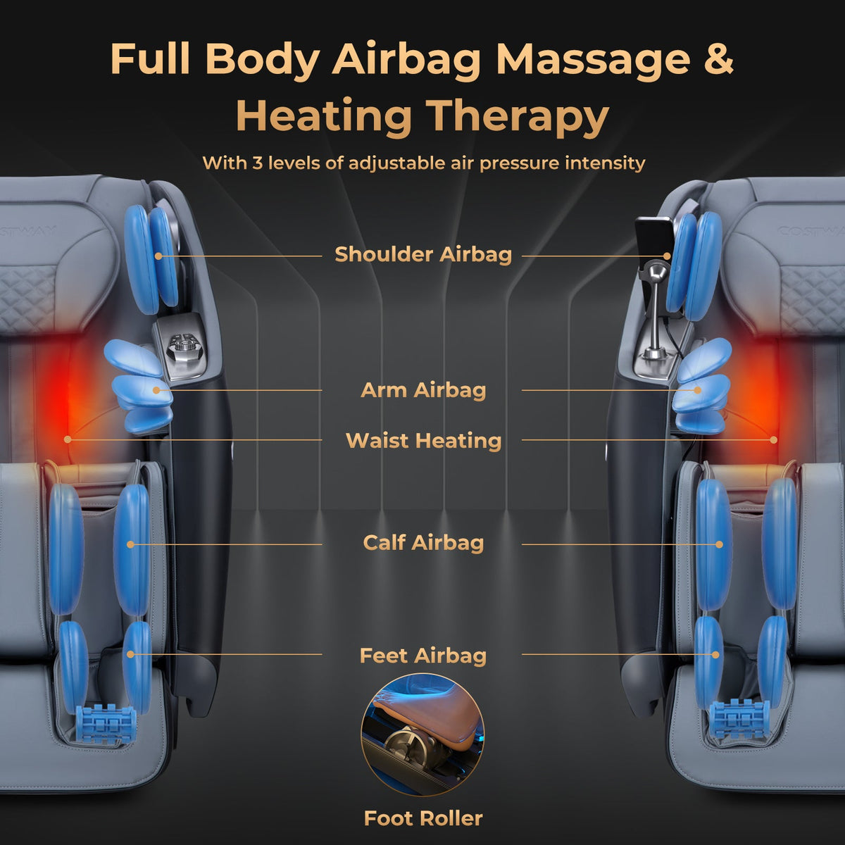 Relaxation 29-Full Body Massage Chair with Waist Heating & Airbag Massage