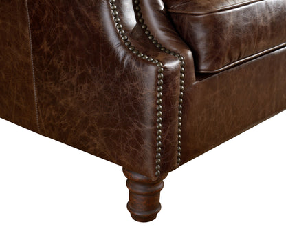 English Rolled Arm - Arm Chair - Dark Brown Leather
