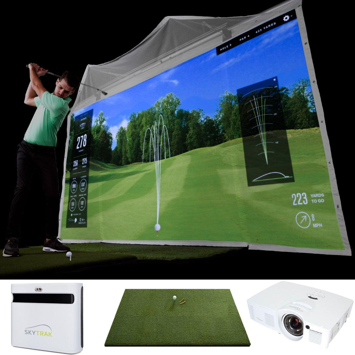 SkyTrak+ Retractable Golf Simulator