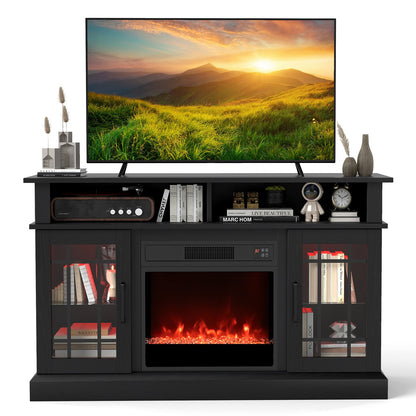 TV Stand with Electric Fireplace LED Lights and Remote Controls for TVs Up to 40 Inch
