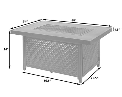 Weyland Rectangle Aluminum LPG Fire Pit