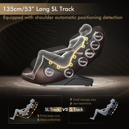 Zero Gravity Full Body Massage Chair with SL Track and Yoga Stretching