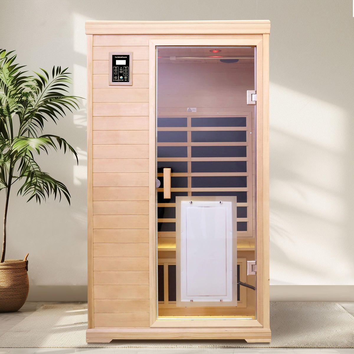 2 Person Far Infrared Hemlock Indoor Sauna Room with Bluetooth Audio - Natural