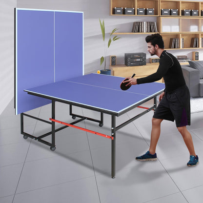8FT Table Tennis Game Set | Professional Indoor/Outdoor Foldable Ping Pong Table with Waterproof Net, Single Player Playback Mode -Quick Assembly