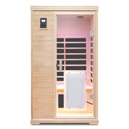 2 Person Far Infrared Hemlock Indoor Sauna Room with Bluetooth Audio - Natural