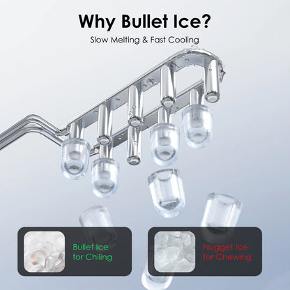 Bullet Ice Maker Machine Countertop with 26 lbs Daily Output - Stainless Steel