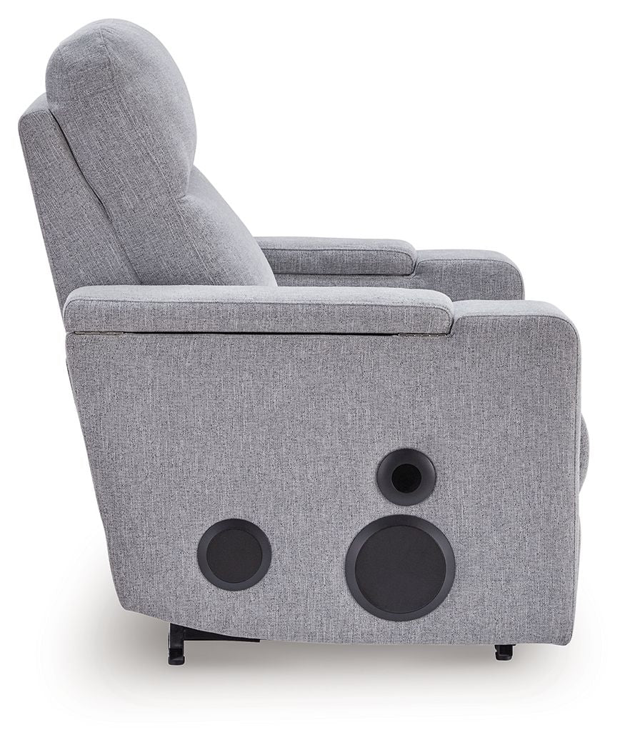 Pineland - Glider Power Recliner With Audio System - Pewter