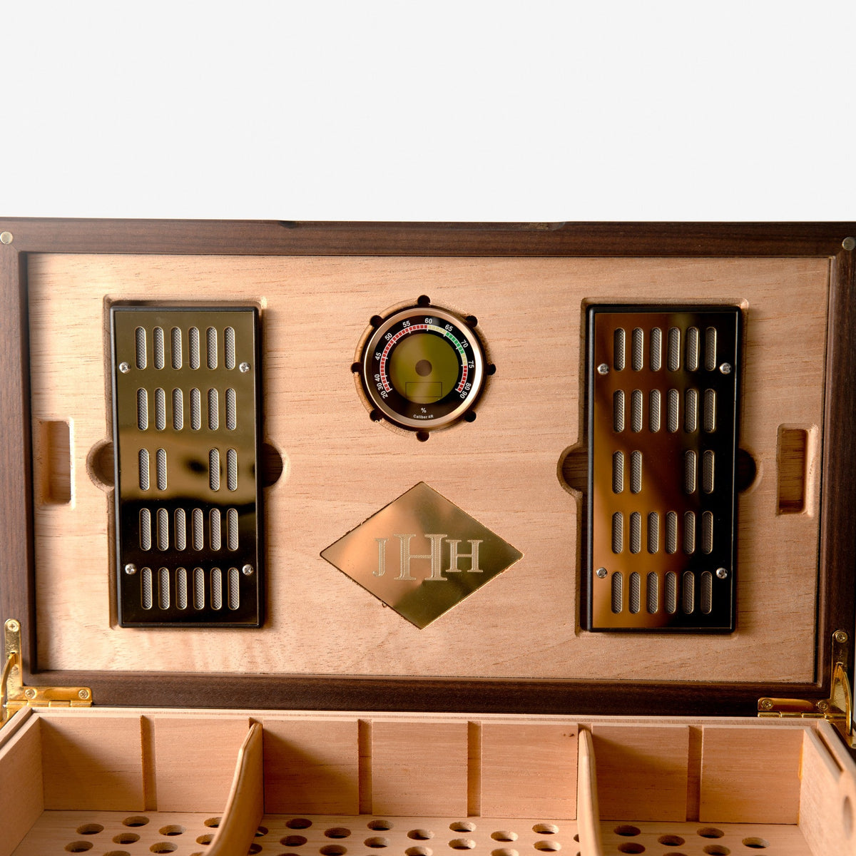 Black Walnut Cigar Humidor - Spanish Cedar Lined - 80 Count - Personalized Brass Engraving