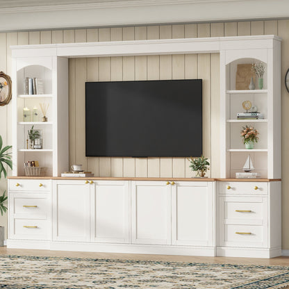 Farmhouse Arched Entertainment Center Wall Unit