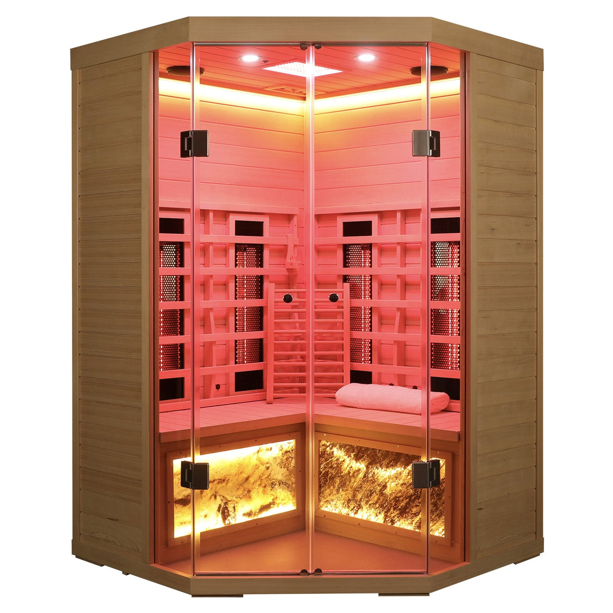 5-Person Hemlock Sauna with Far-Infrared Heating Panels - Natural Wood